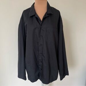 Frank and Oak Black Cotton Lyocell Unisex Button Down Pyjama Shirt NWT Size M/L